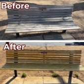 Before and After Bench Restoration at Davis Park