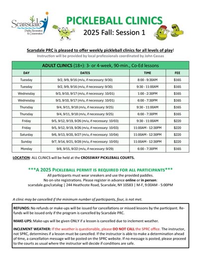 Fall 2025 Pickleball Clinics