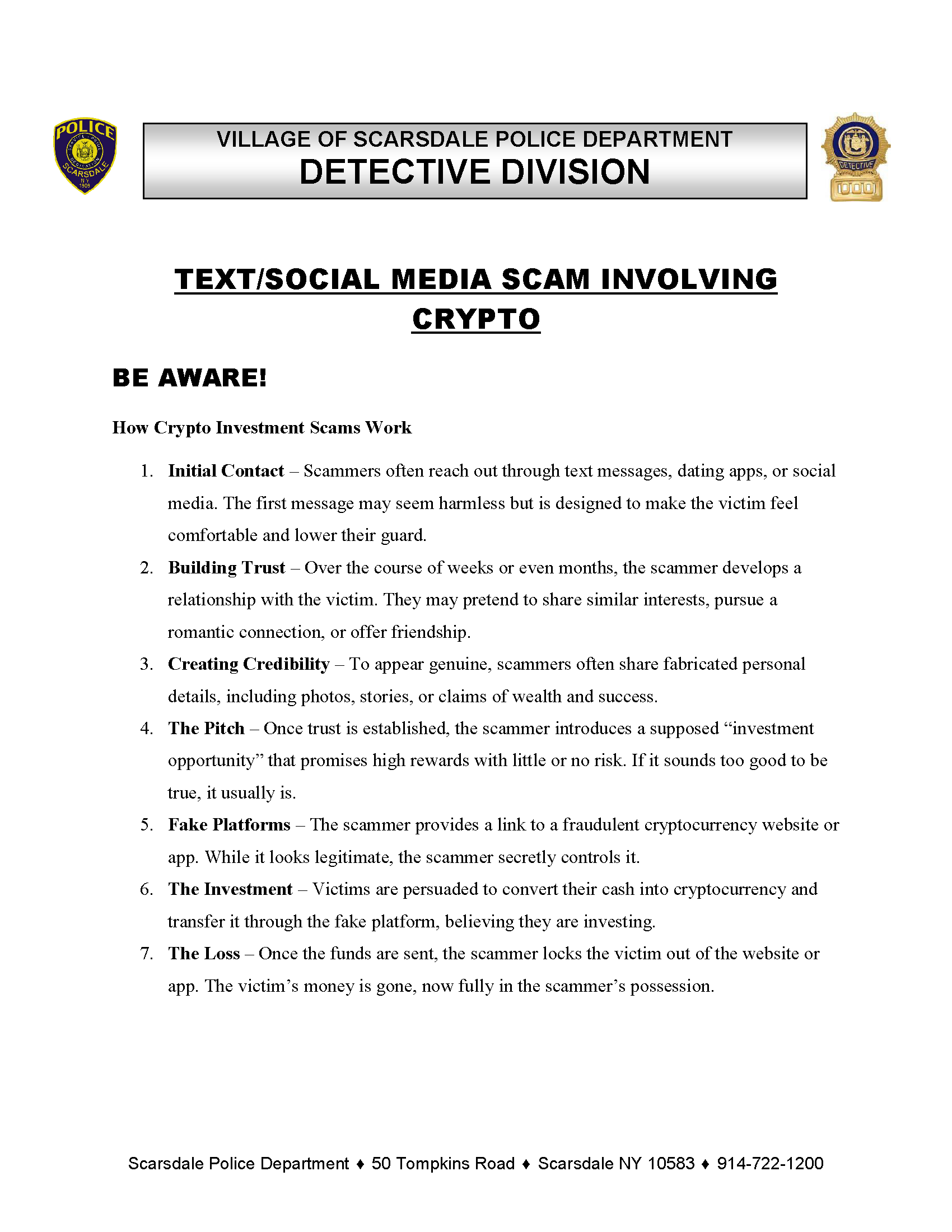 CRYPTO SCAM INFORMATIONAL RESIDENTS 2025