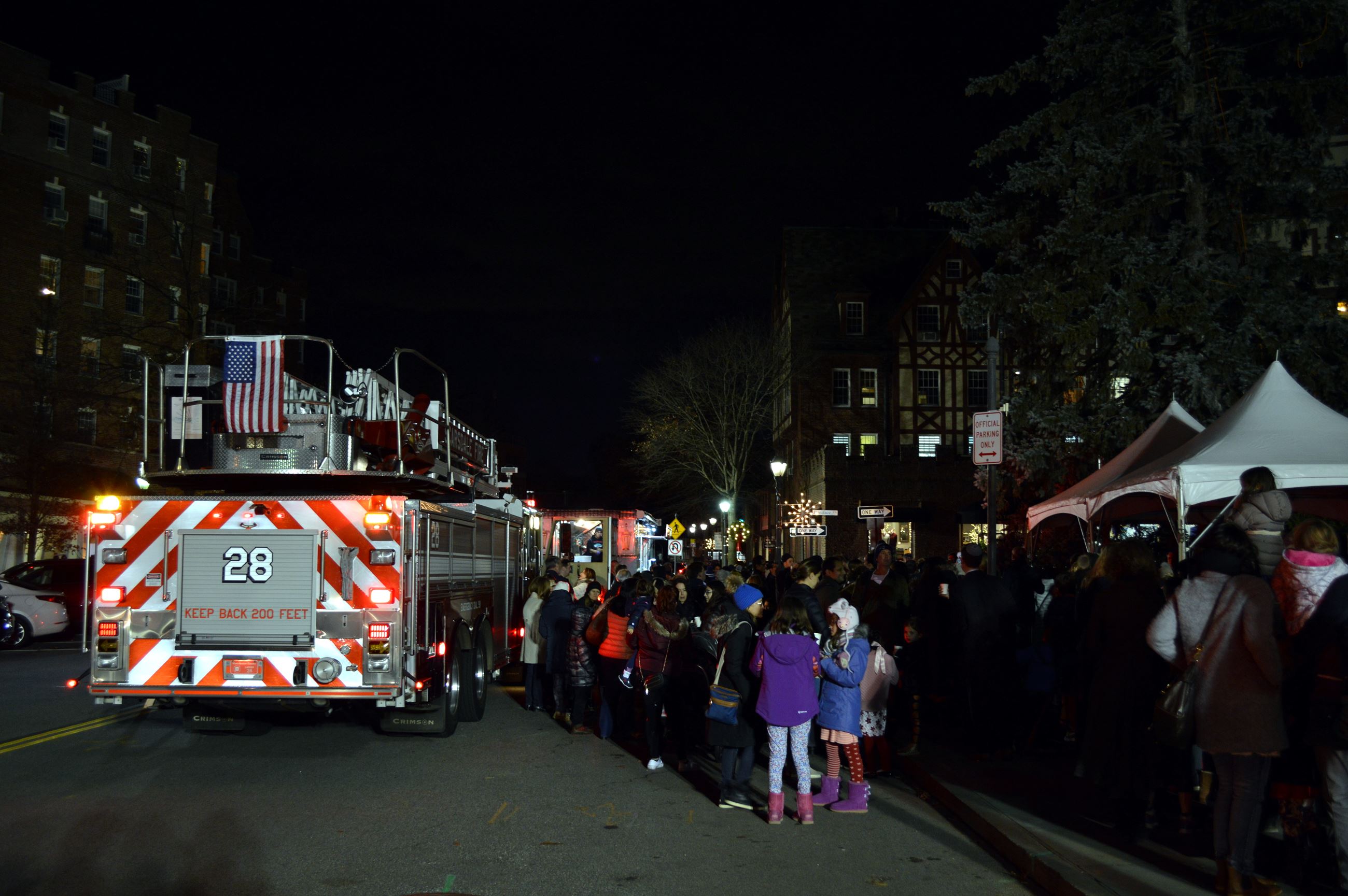 Boniface Circle Holiday Lights Attendees and Fire Truck